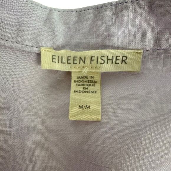 Eileen Fisher Garment-Dyed Organic Handkerchief Linen Shirt Size Medium Wisteria - Picture 4 of 7